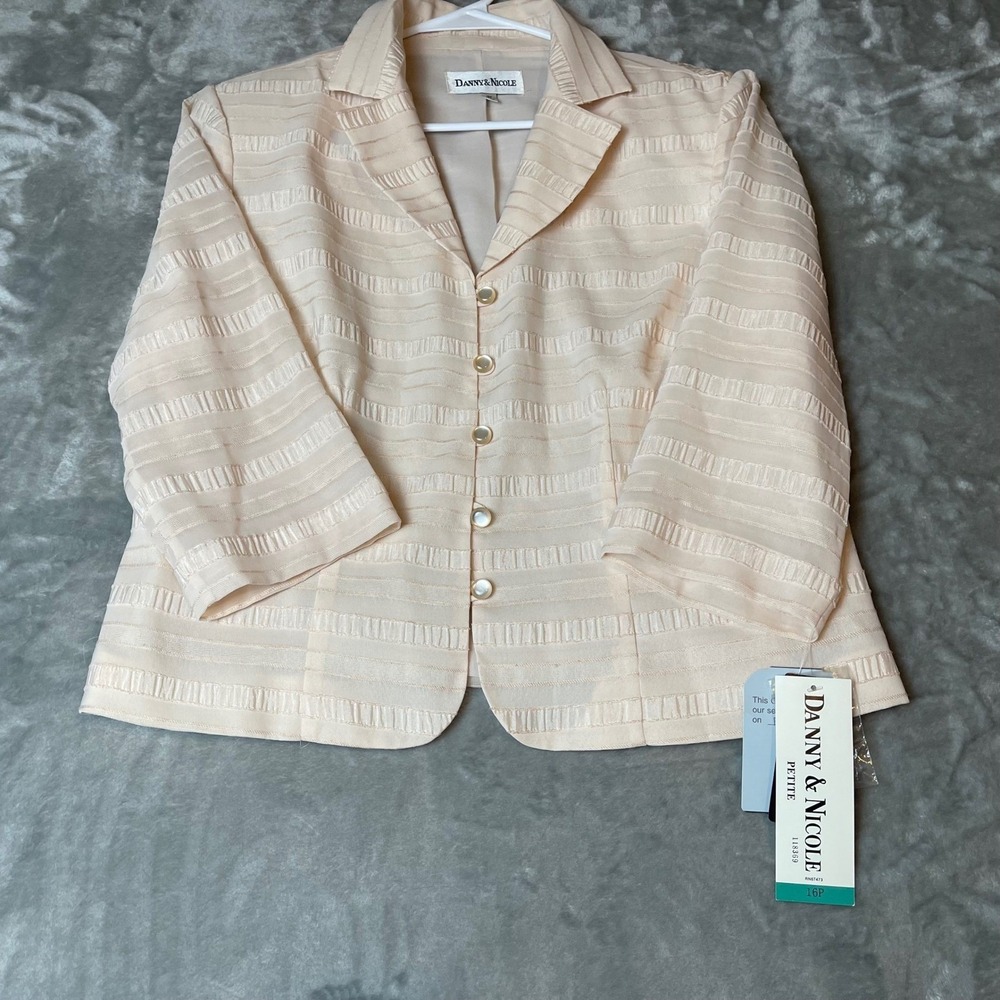 Danny Nicole Petite 16P Pastel Peach Textured Blazer‎ Jacket